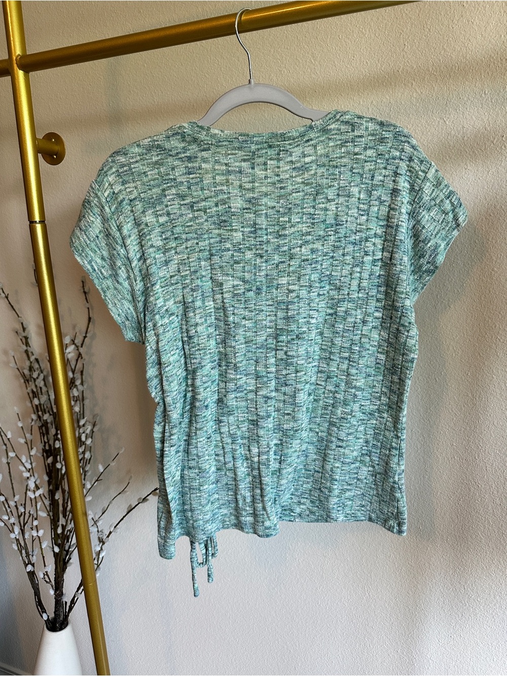 Liverpool Heathered Mint Green Short Sleeve Side-Tie Top - Picture 4 of 6